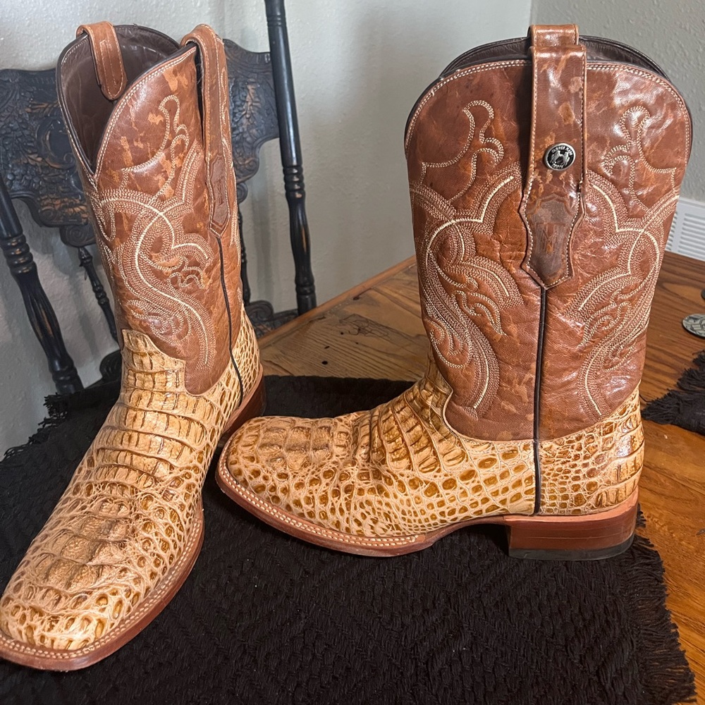 Men’s Tanner Mark Light Tan Hornback Boots Cowboy Western Size 9